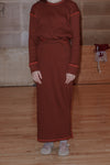 BASERANGE Cotton/Rib Canvas Skirt SKBP-RIB-AU23 Burgundy
